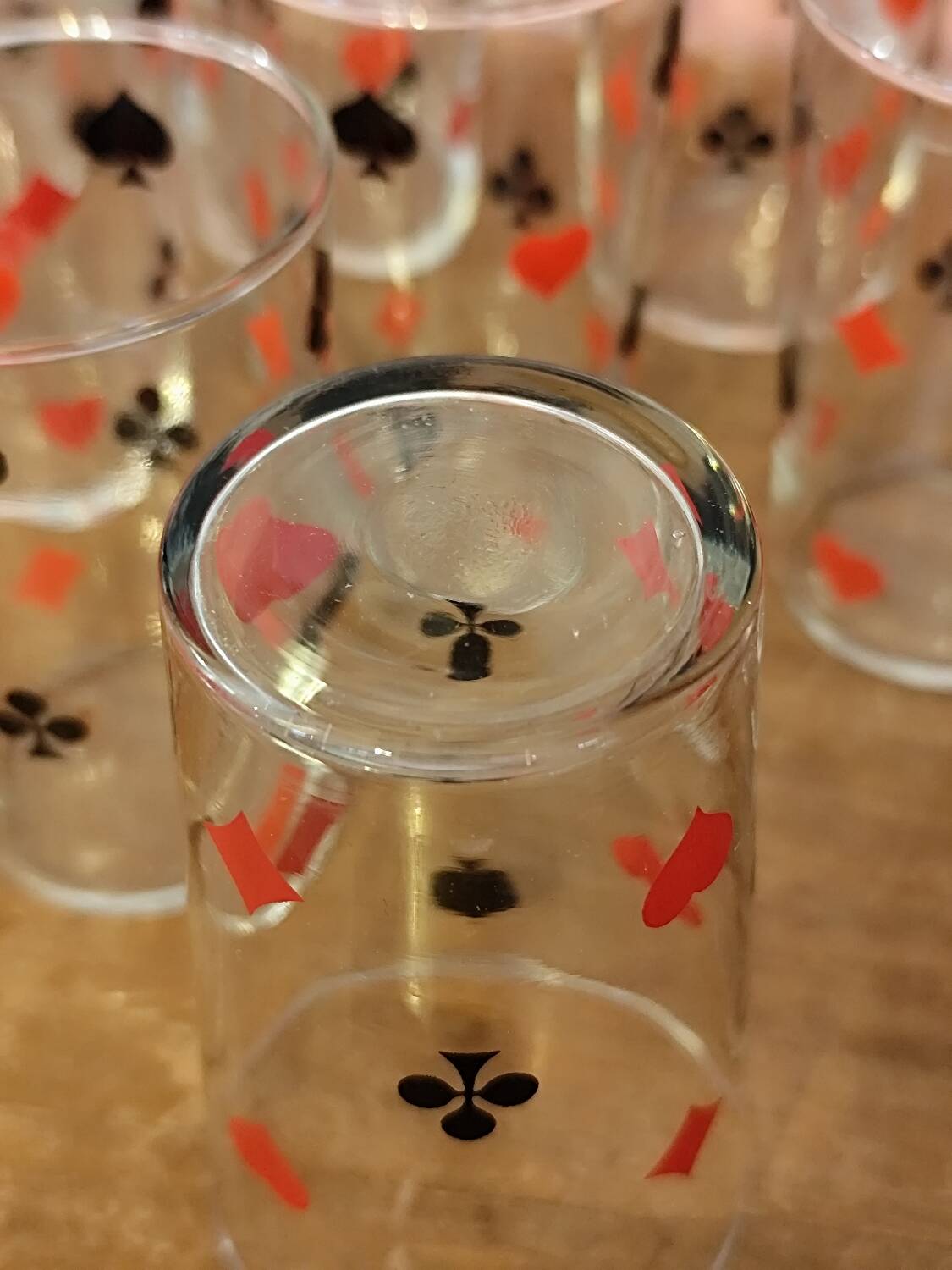 9 playing card style water glasses