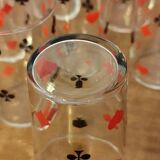 9 verres à eau style jeu de carte