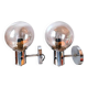 Pair of chrome wall lights 1970