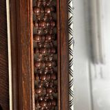 Oriental mirror in carved and turned wood inlaid with mother-of-pearl H 44/L 38 cm
