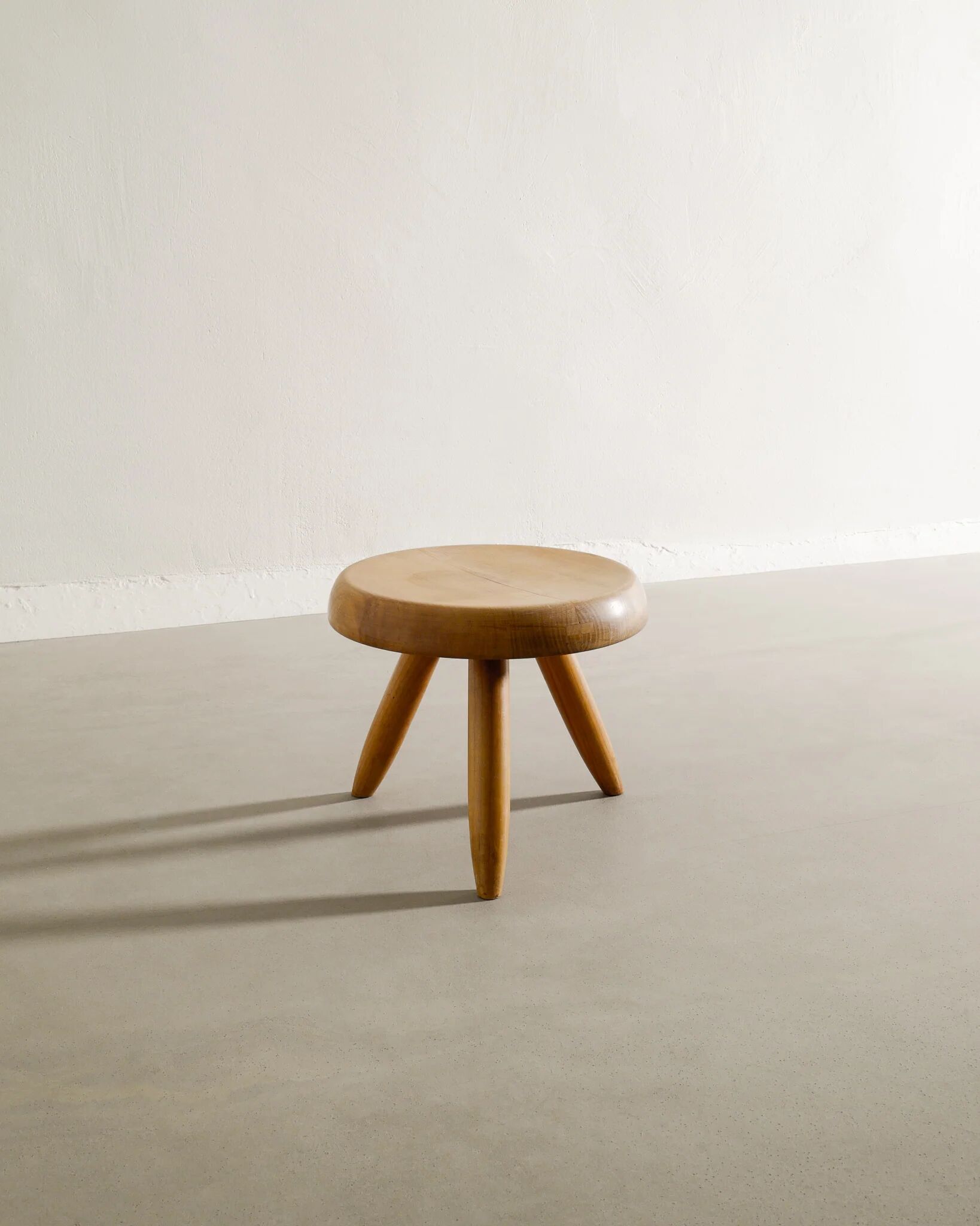 French Mid Century Wooden Berger Tripod Stool by Charlotte Perriand, 1960s