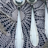 Set of 12 forks and 12 spoons Orbrille silver metal 1950 vintage