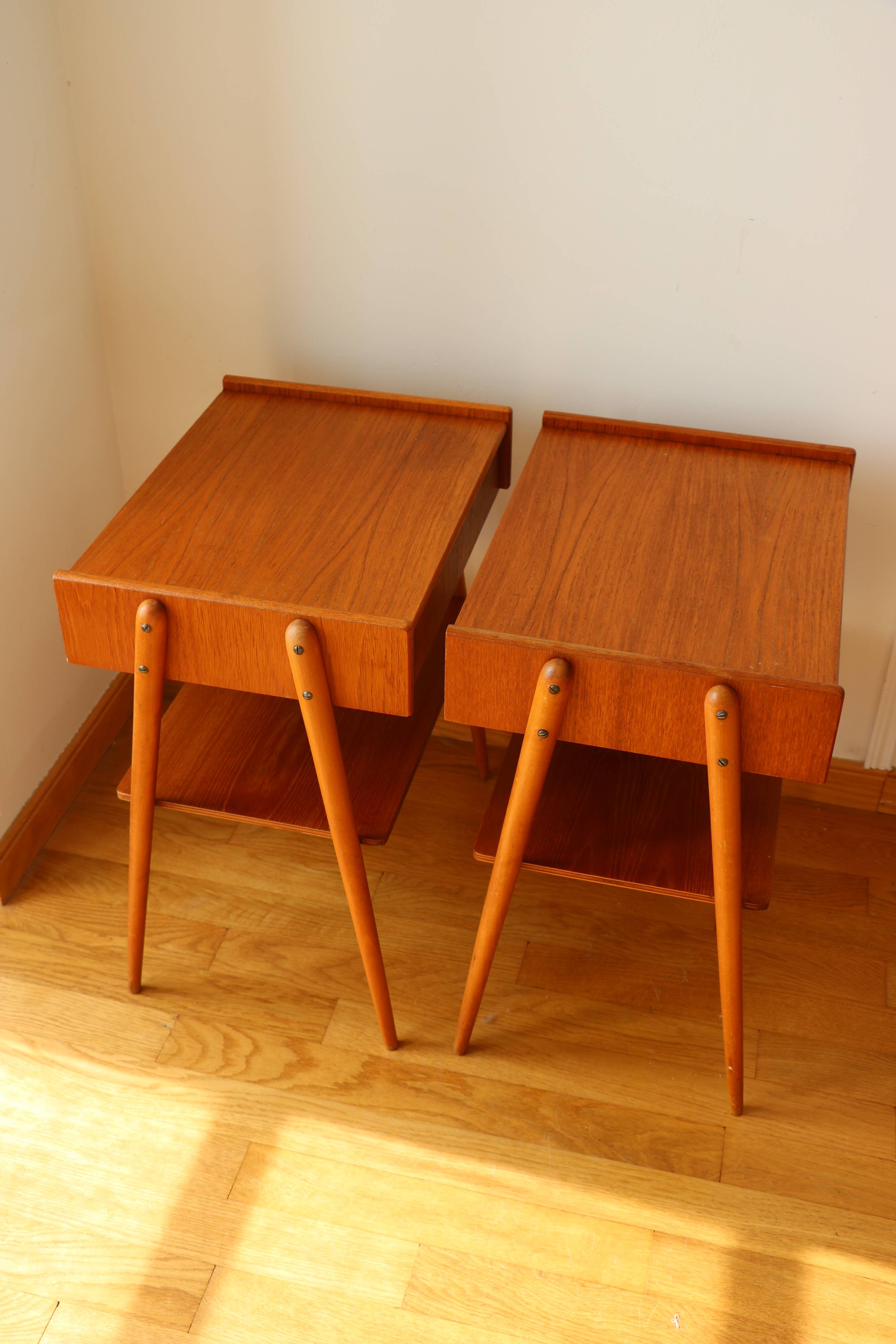 Pair of teak bedside tables, Carlström Möbelfabrik, Sweden 1960