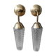 Old pair of vintage wall lamps gold metal and glass