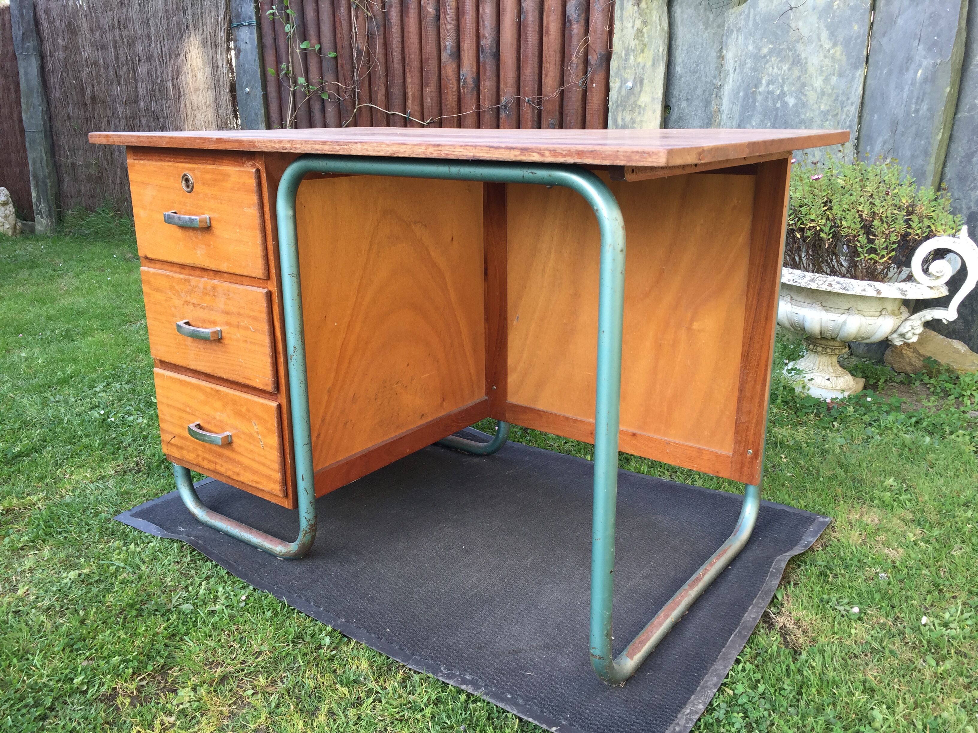 Vintage modernist schoolmaster desk