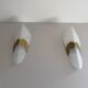 Pair of glass and metal wall lights AGE, 1980s, Italy