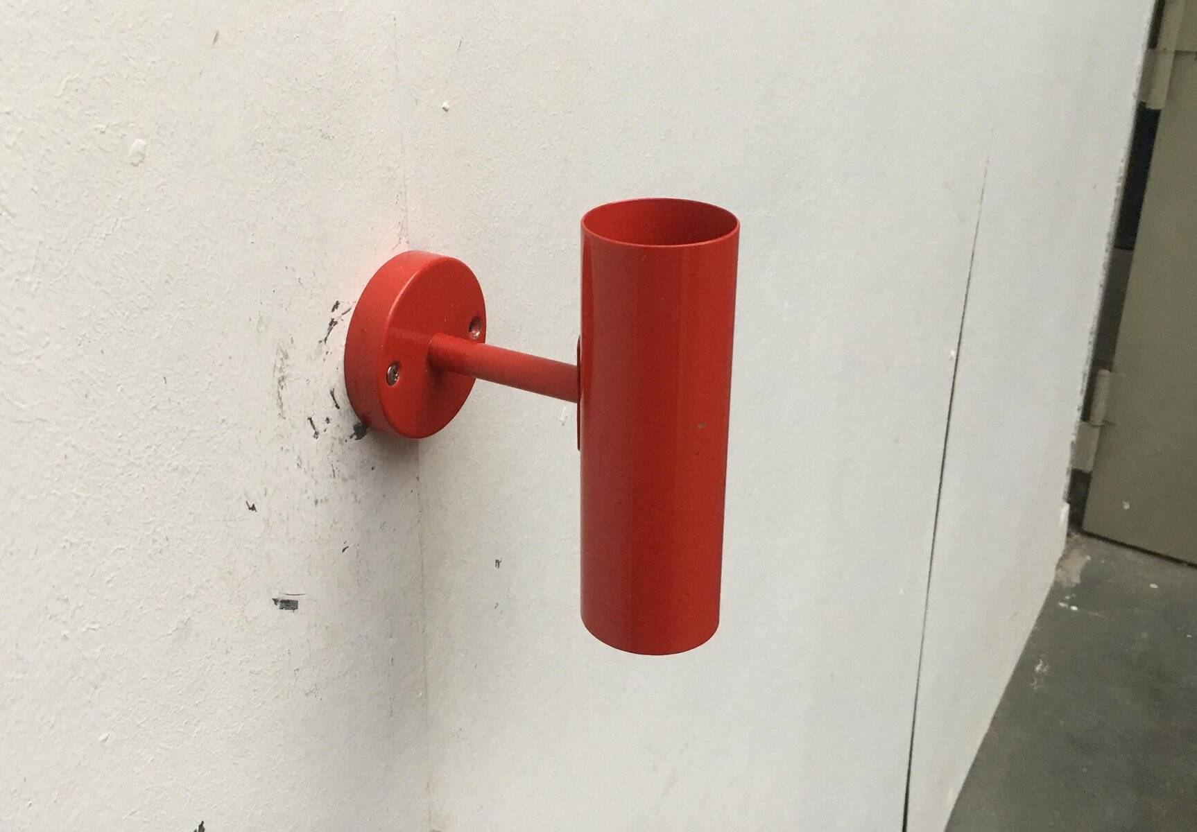 Mid-century minimalist red wall lamp, set of 2.