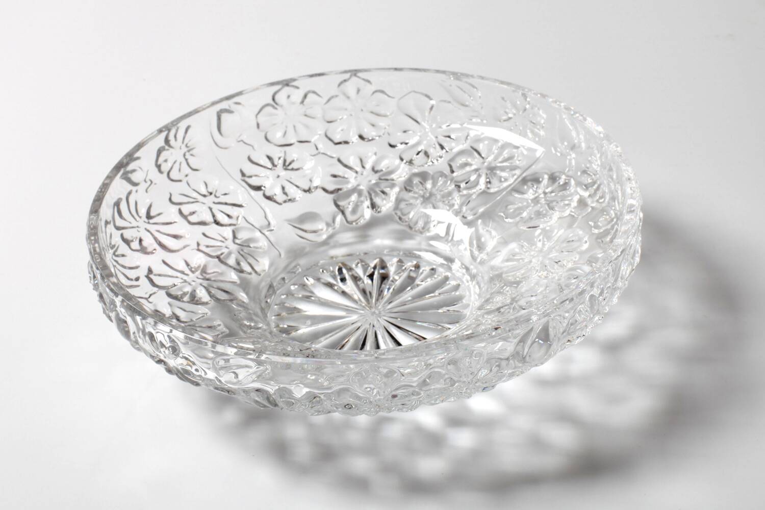 Glass Bowl: Mid-Century Floral Bohemia Plate, Sklo Union / 1960s