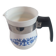 white ceramic milk jug with blue flowers, metal handle