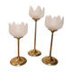 Lot of 3 candlesticks glass paste and brass