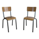 Paire de chaises d’école vintage années 50 esprit Jacques Hitier