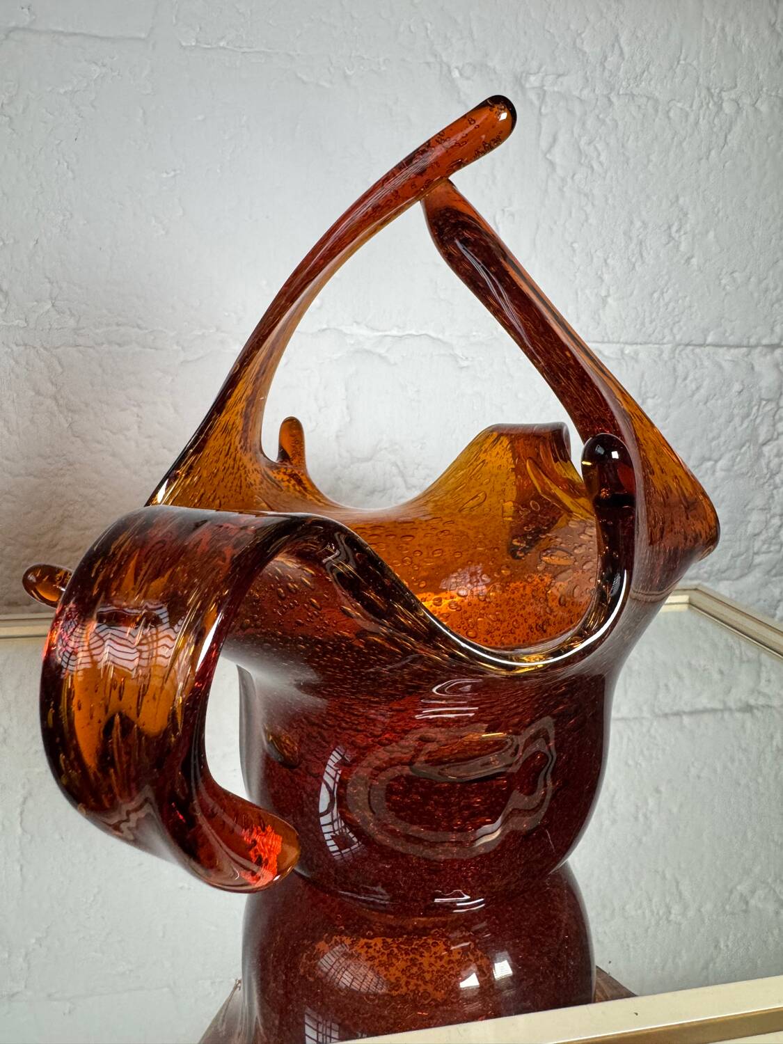 Amber blown glass empty pocket from the 60s