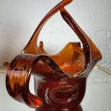Amber blown glass empty pocket from the 60s