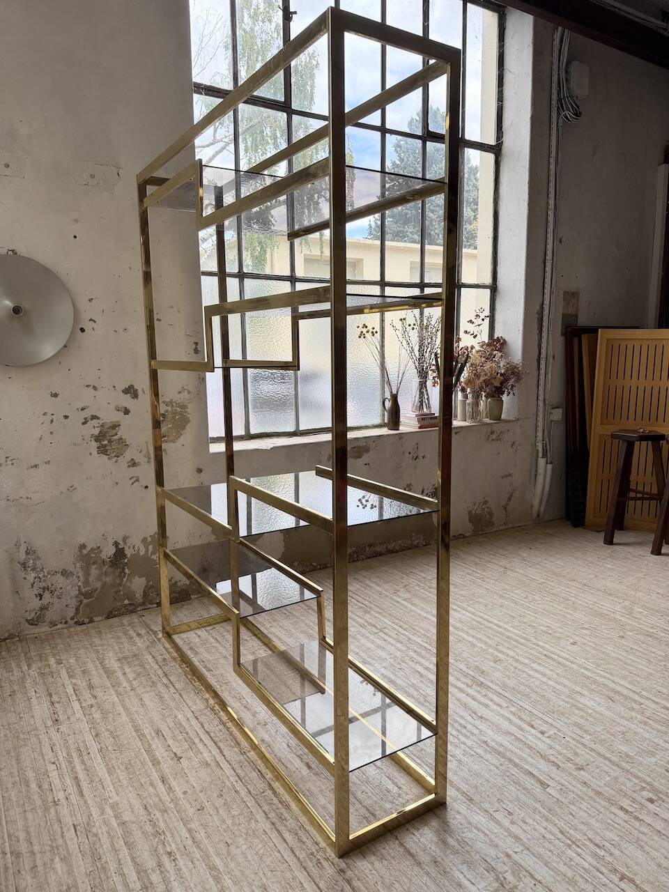 Brass shelf 1970 Belgo Chrom regency