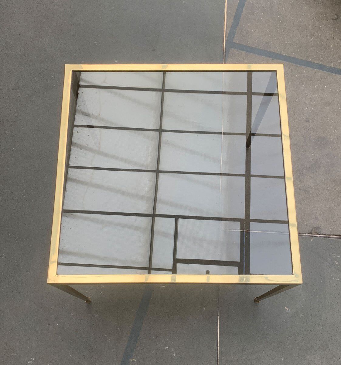 Brass and Glass Side Table in Hollywood Regency German Mid-Century Style by Vereinigte Werkstätten, 1960s