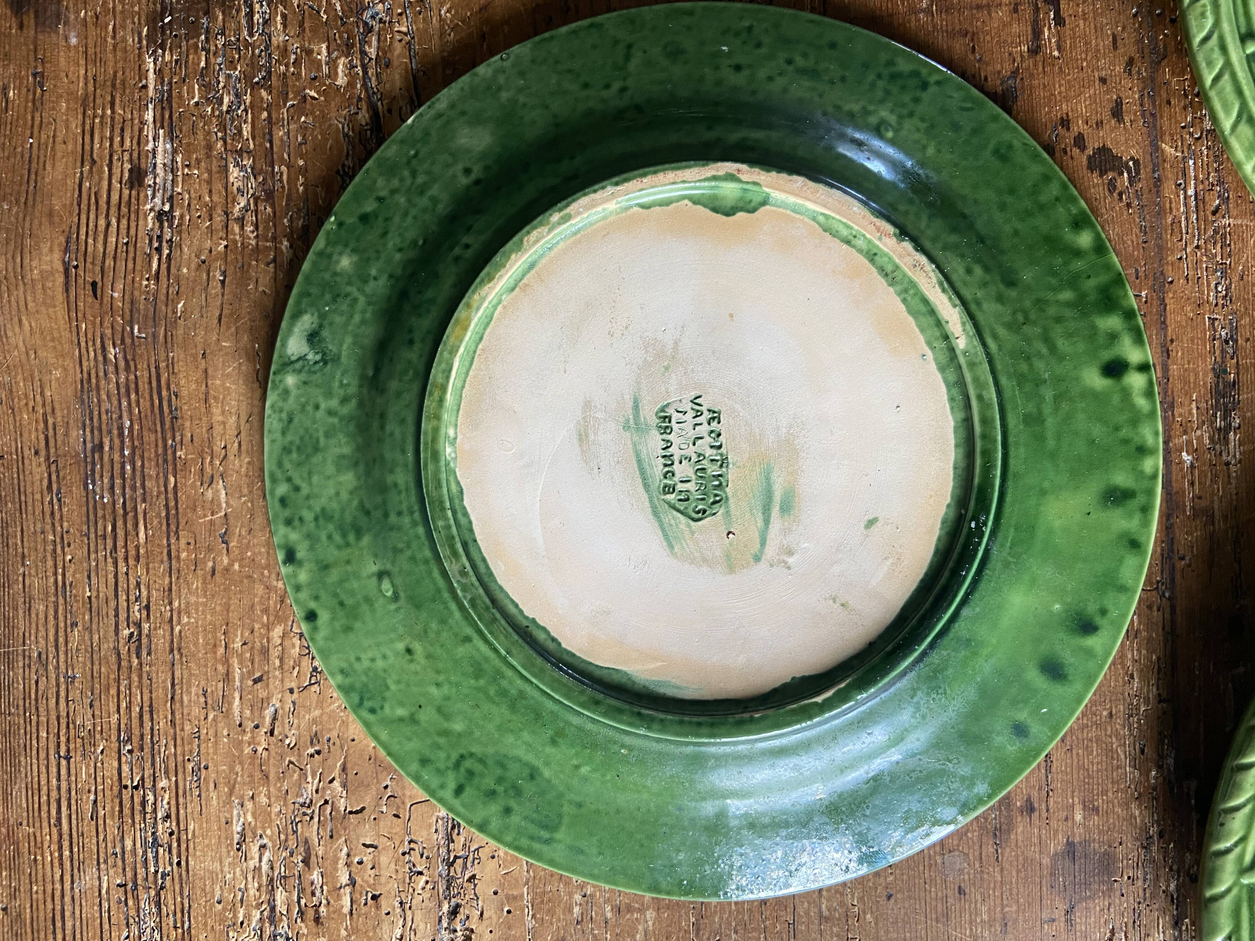 Green asparagus plates in slurry Vallauris 6 pieces