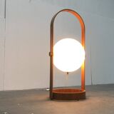 Swiss space-style floor lamp made of plastic and plywood from the 1960s.
