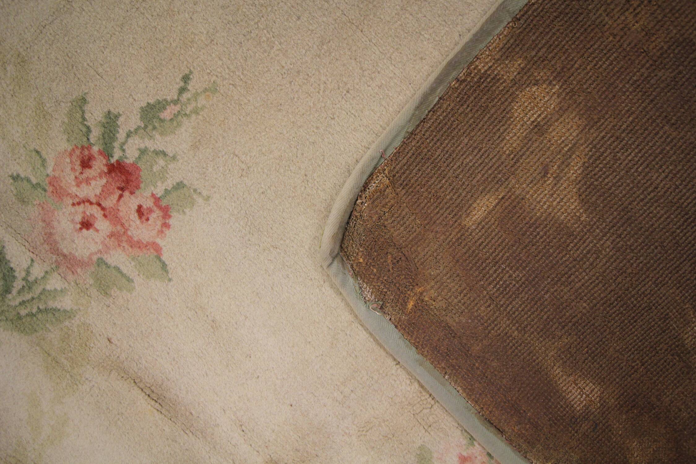 Antique Savonnerie French Carpet 1890 Handwoven Traditional French Antique Rug- 366x274cm