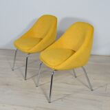 Fauteuils chrome et tissu, années 1960