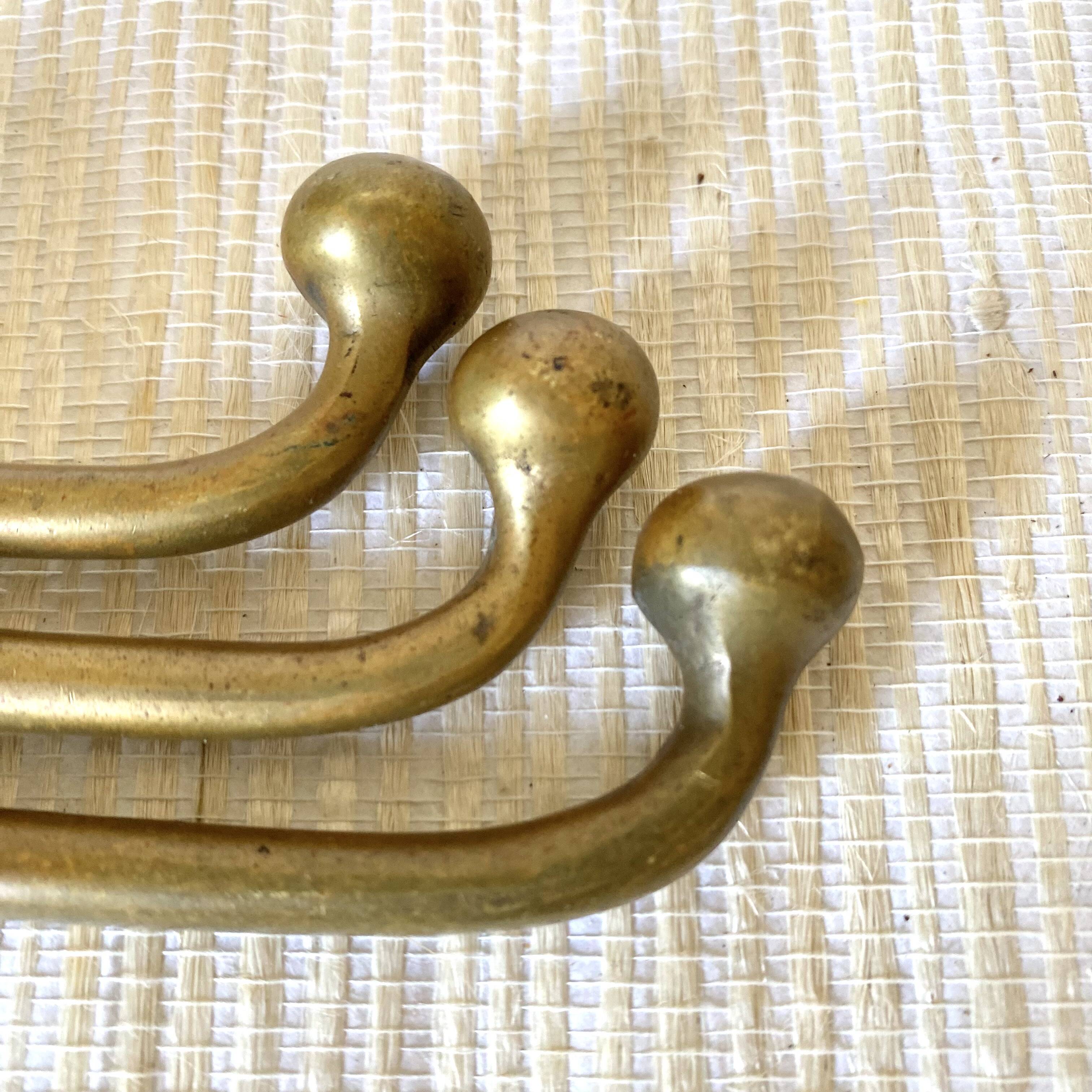Triple hook brass coat rack