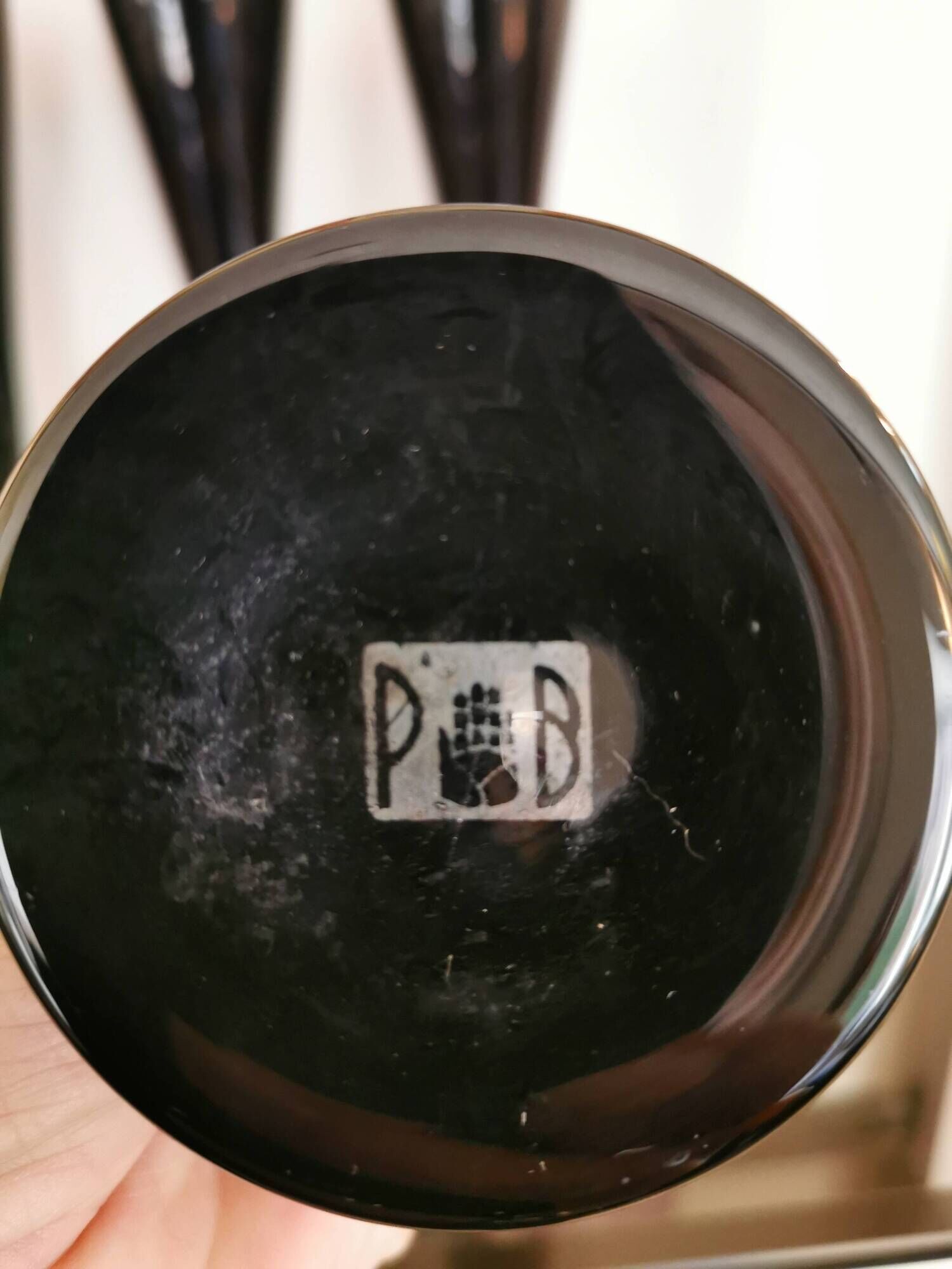 Service de 6 grandes flûtes vintage signées noires et argent