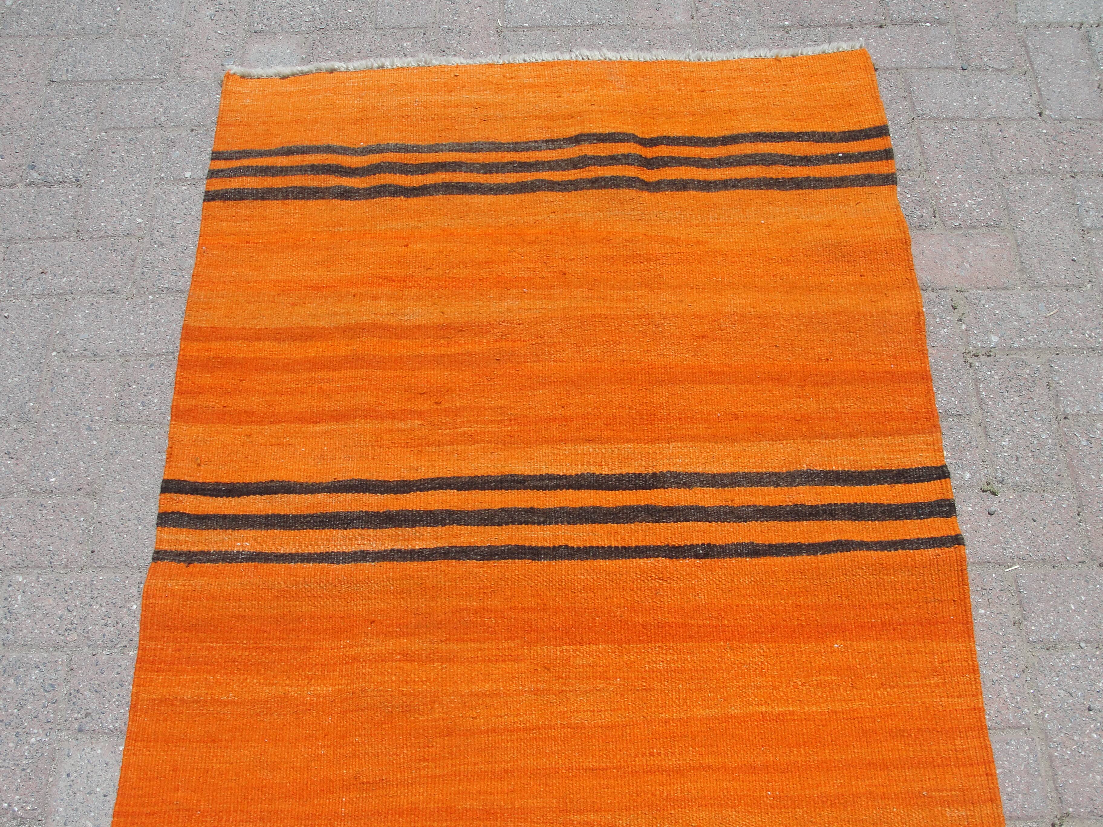 Orange handmade small rugs