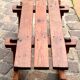 Rustic bench, old folk art, snow sled, Alps.