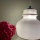 XXL vintage opaline pendant lamp with silver edges
