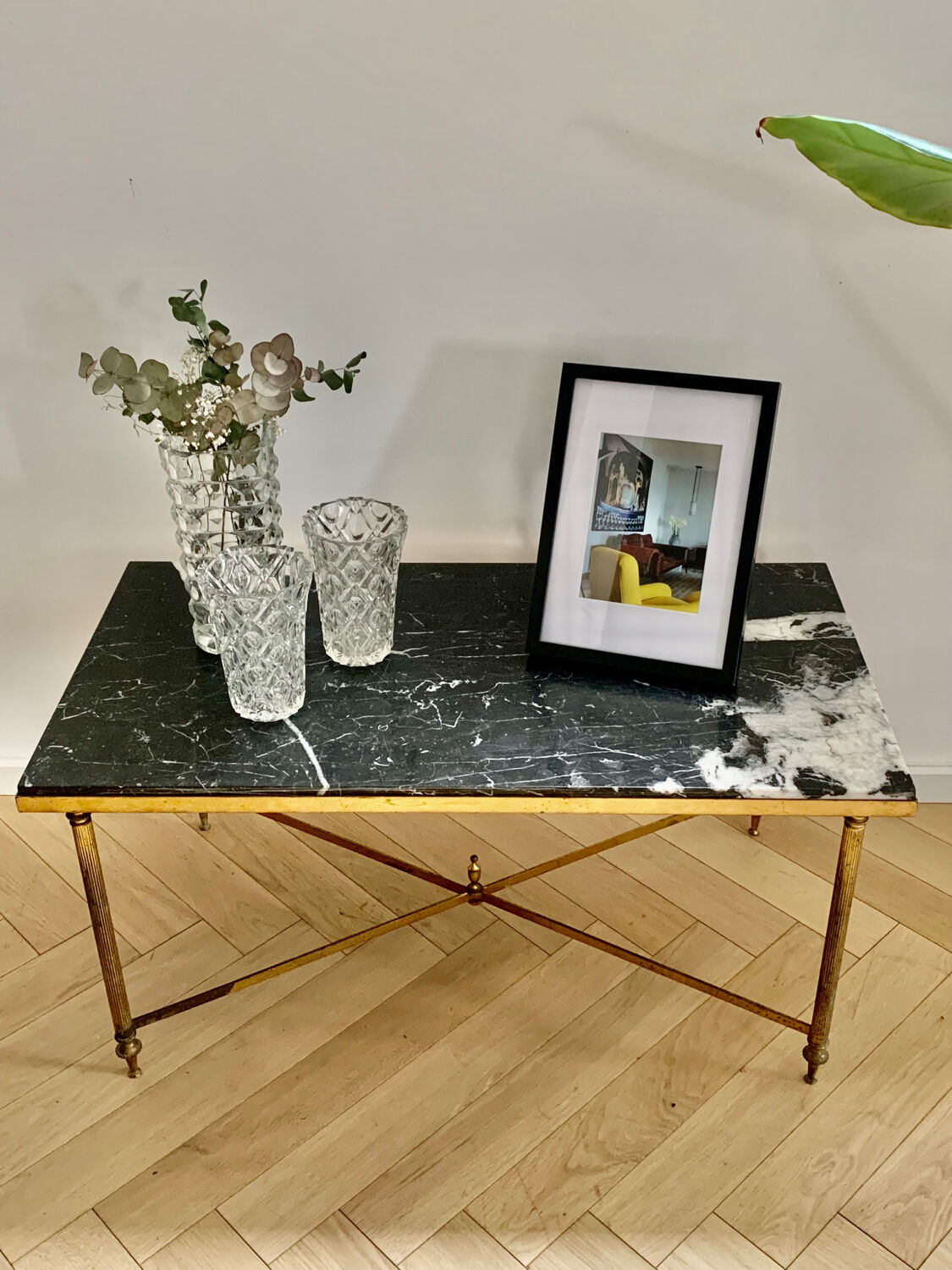Brass and marble coffee table
