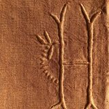 Old linen sheet and rust-tinted cotton