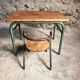 Ensemble bureau et chaise d’écolier vintage – Mobilier scolaire industriel