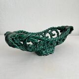 Vintage woven ceramic fruit bowl basket