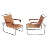 Czech Bauhaus Chrome Armchairs attributed to M. Breuer for Thonet, 1920s, Set of 2