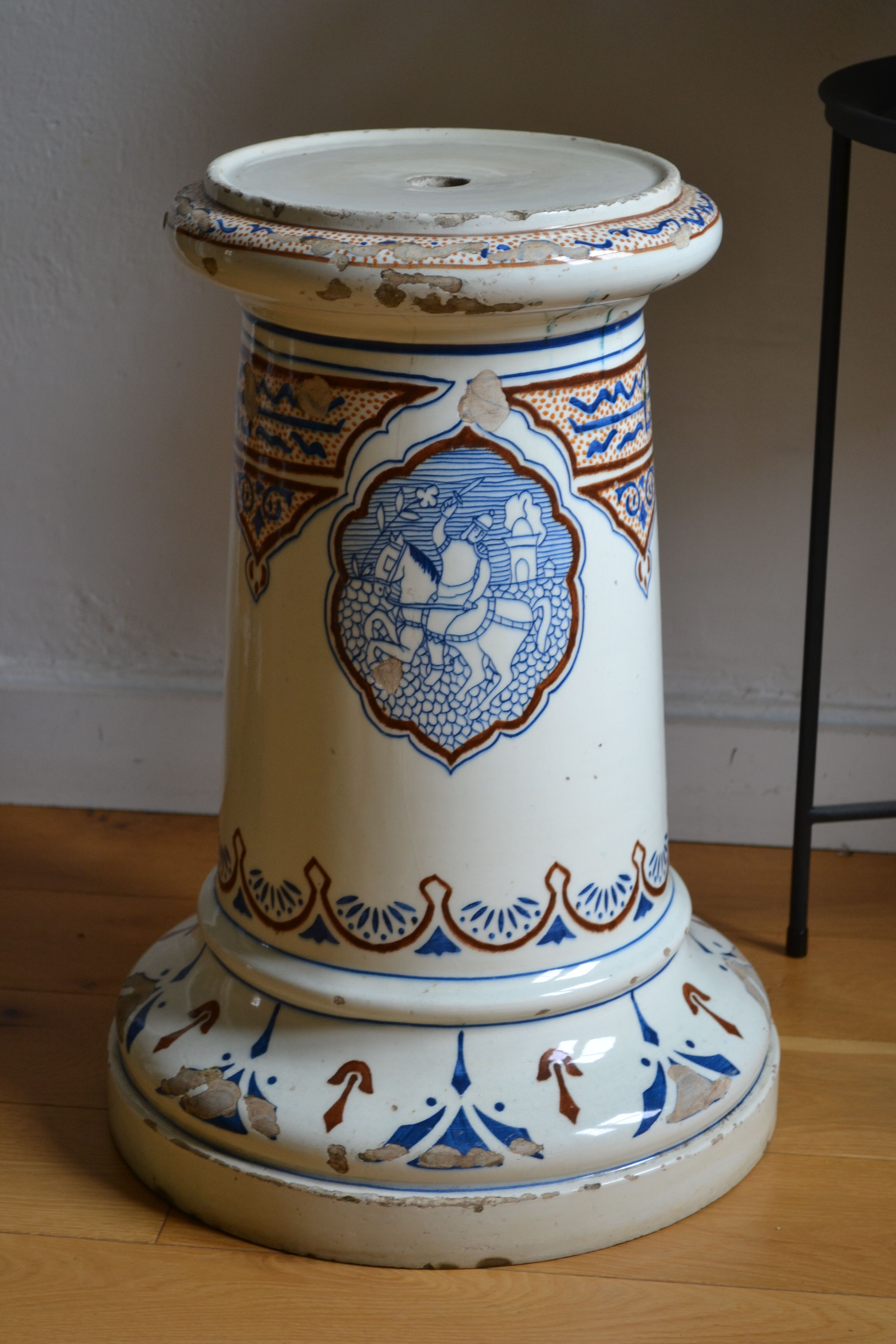 Qajar Persian Ceramic Ottoman Stool 19th Century
