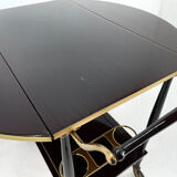 Mid-century italian brass & stained mahagony in high gloss finish bar cart