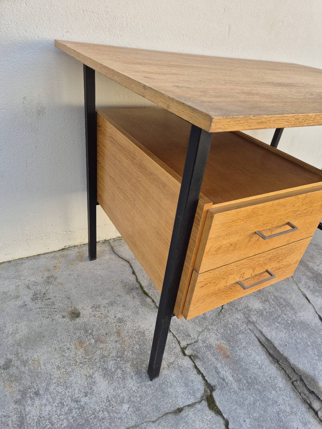 Vintage modernist design oak desk 1950s