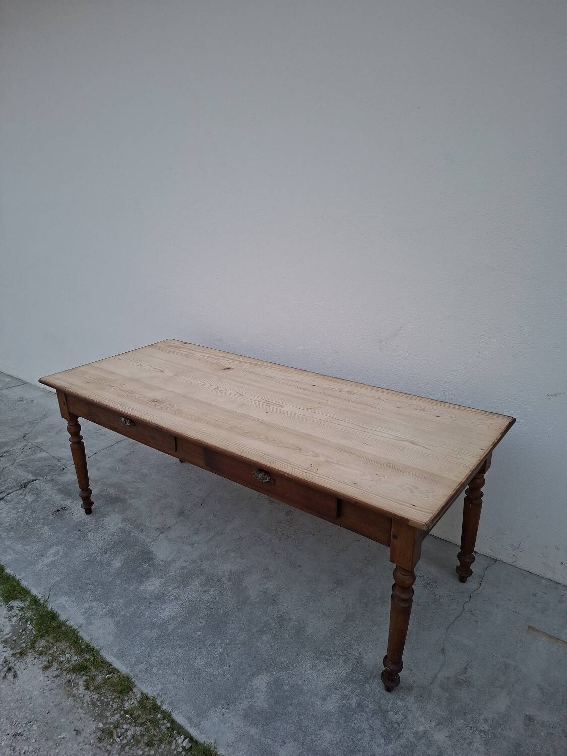Old shop/work table with 2 drawers, Louis Philippe legs.