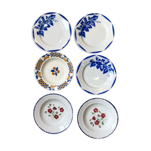 Lot de 6 assiettes dépareillées