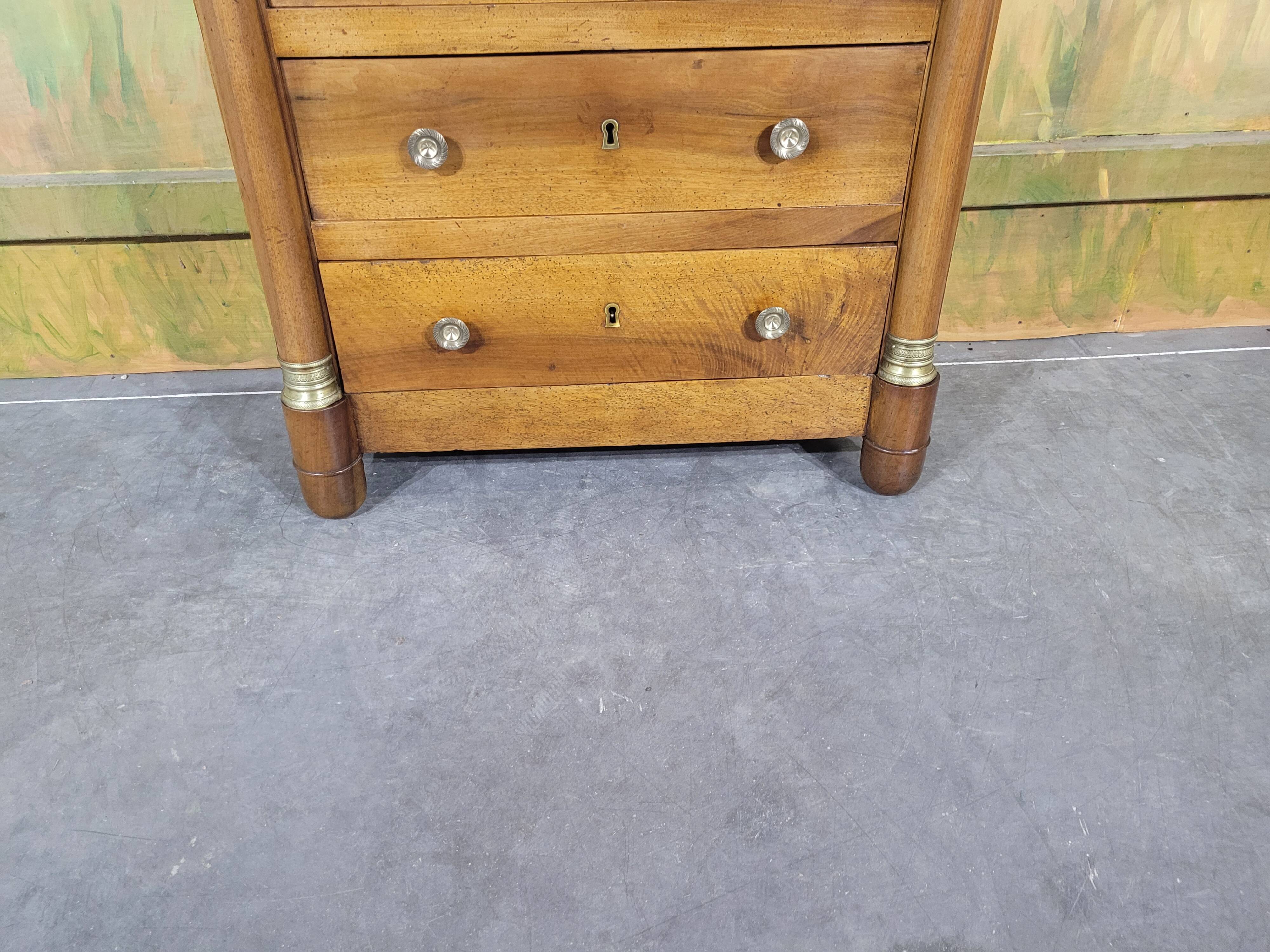 Small Empire-style chest of drawers in solid walnut