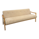 Canapé-lit beige rayé avec cadre en bois