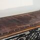 Old fireplace bench, wrought iron leather and oak