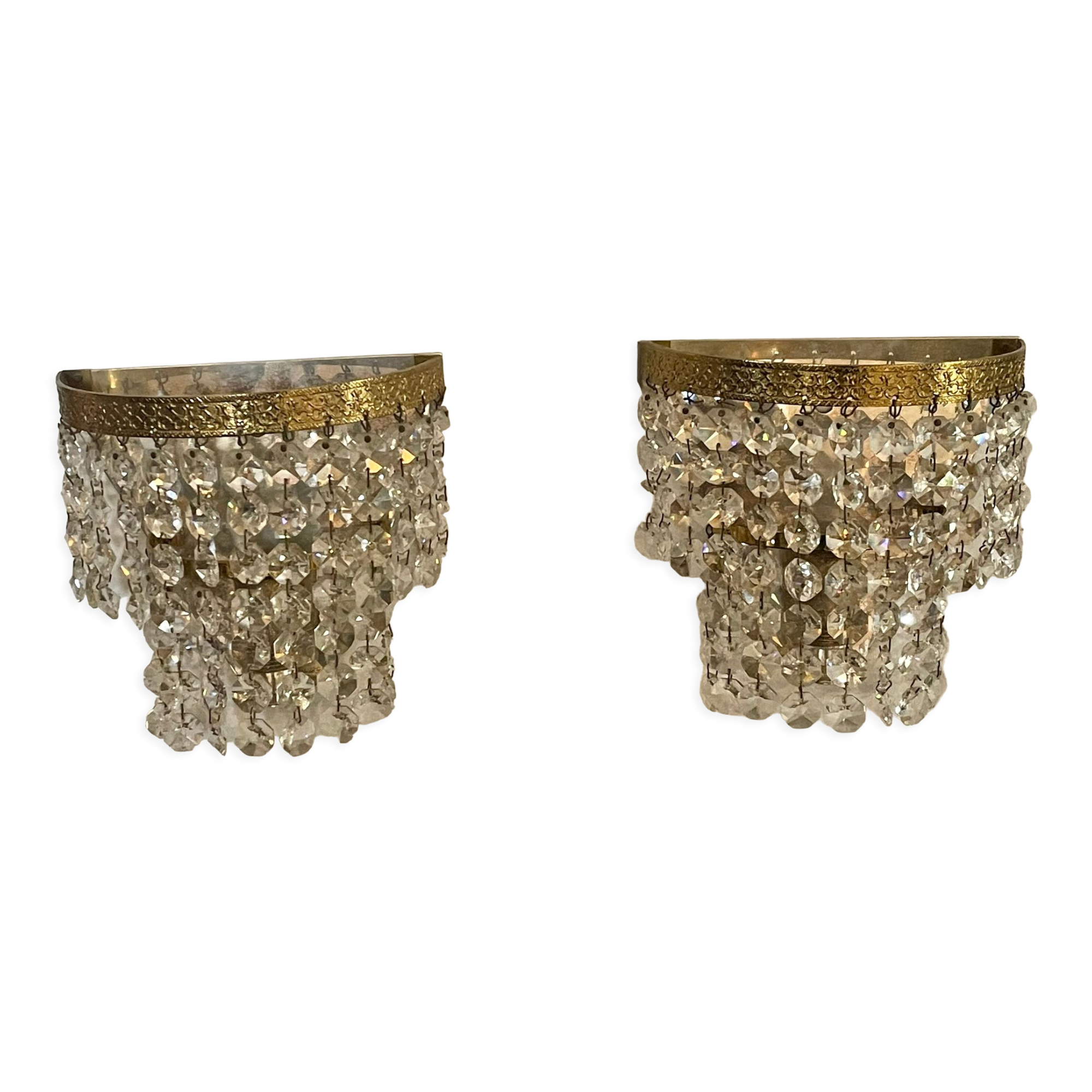 Pair of brass sconces and tassels