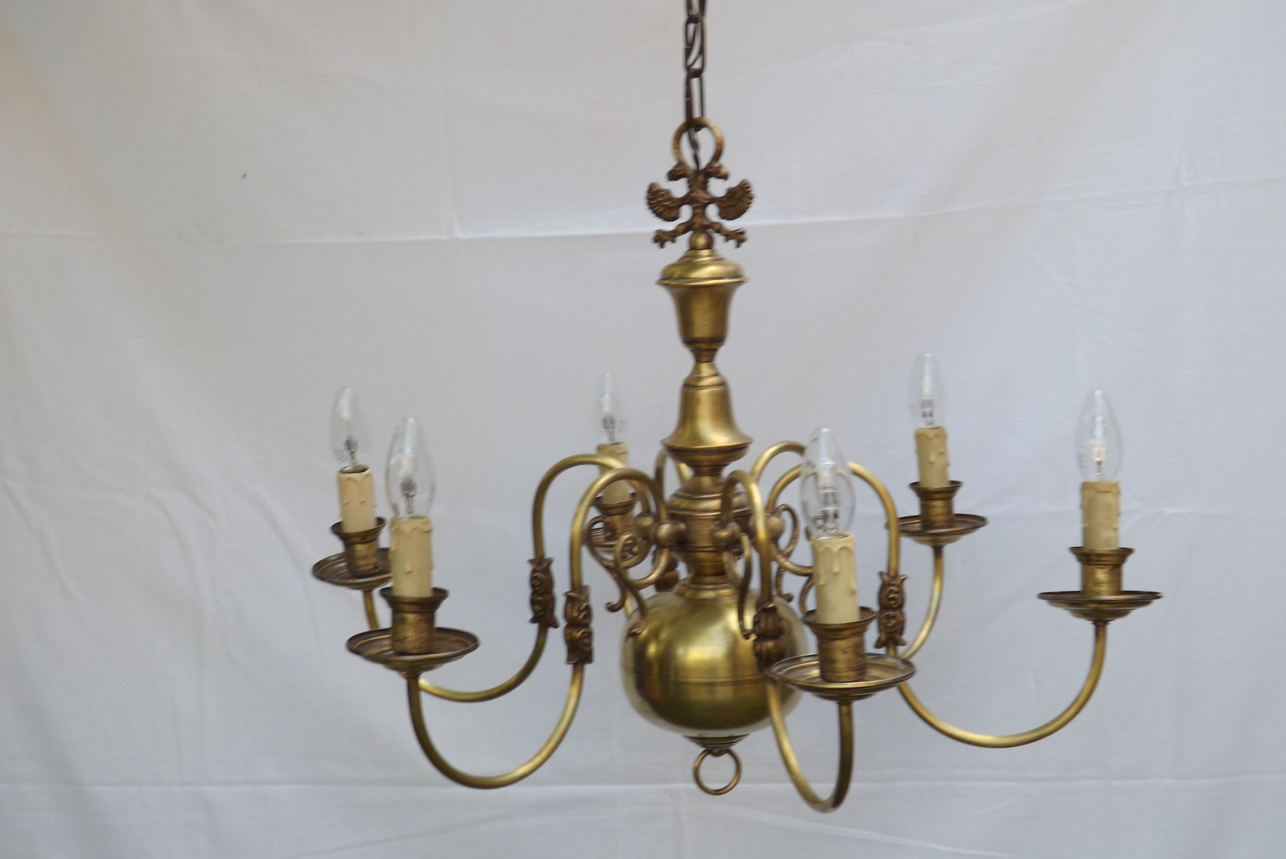 6 brass chandelier branches dutch style