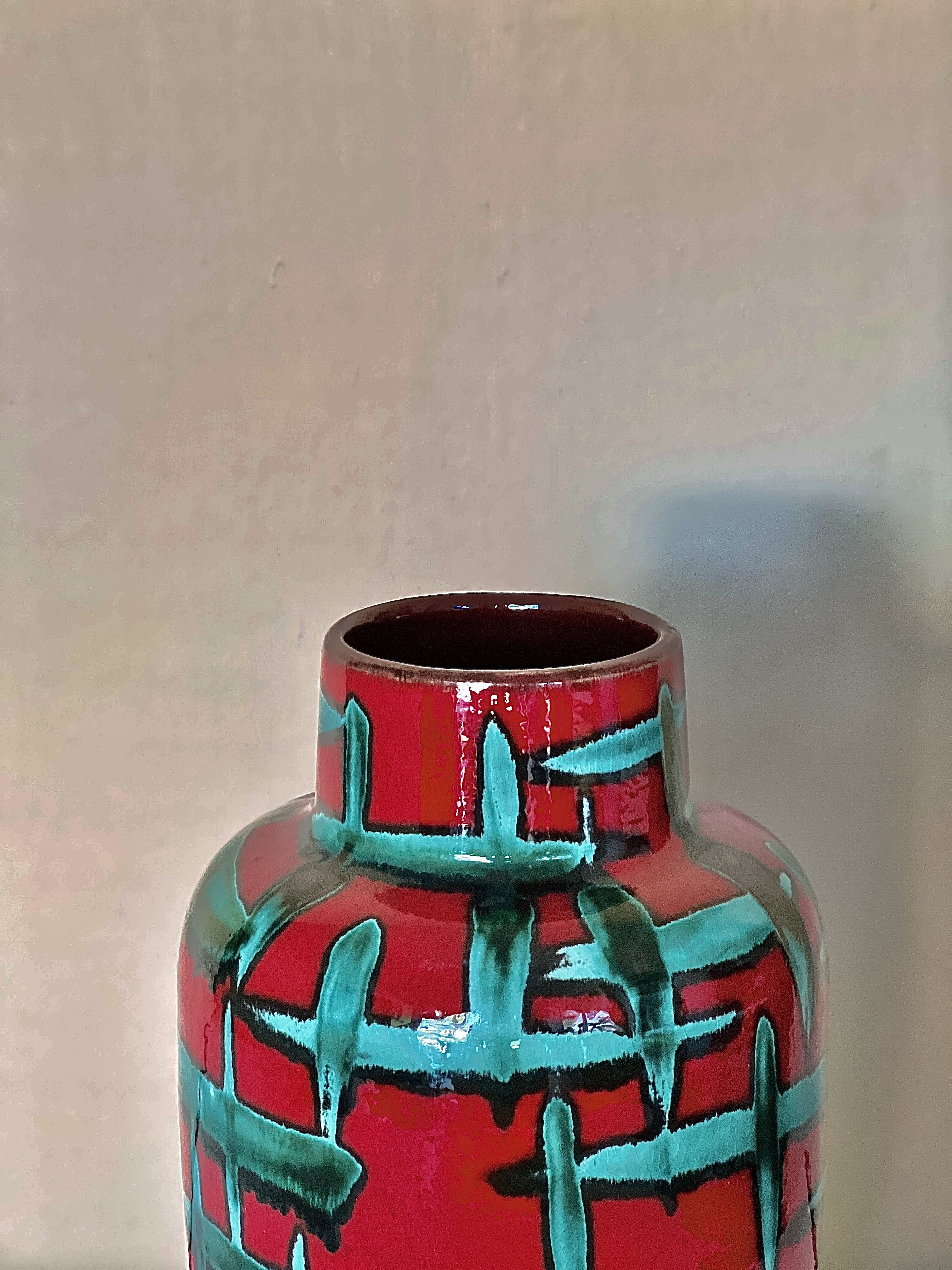 Vintage West-Germany vase by Scheurich with handpainted Bamboo decor