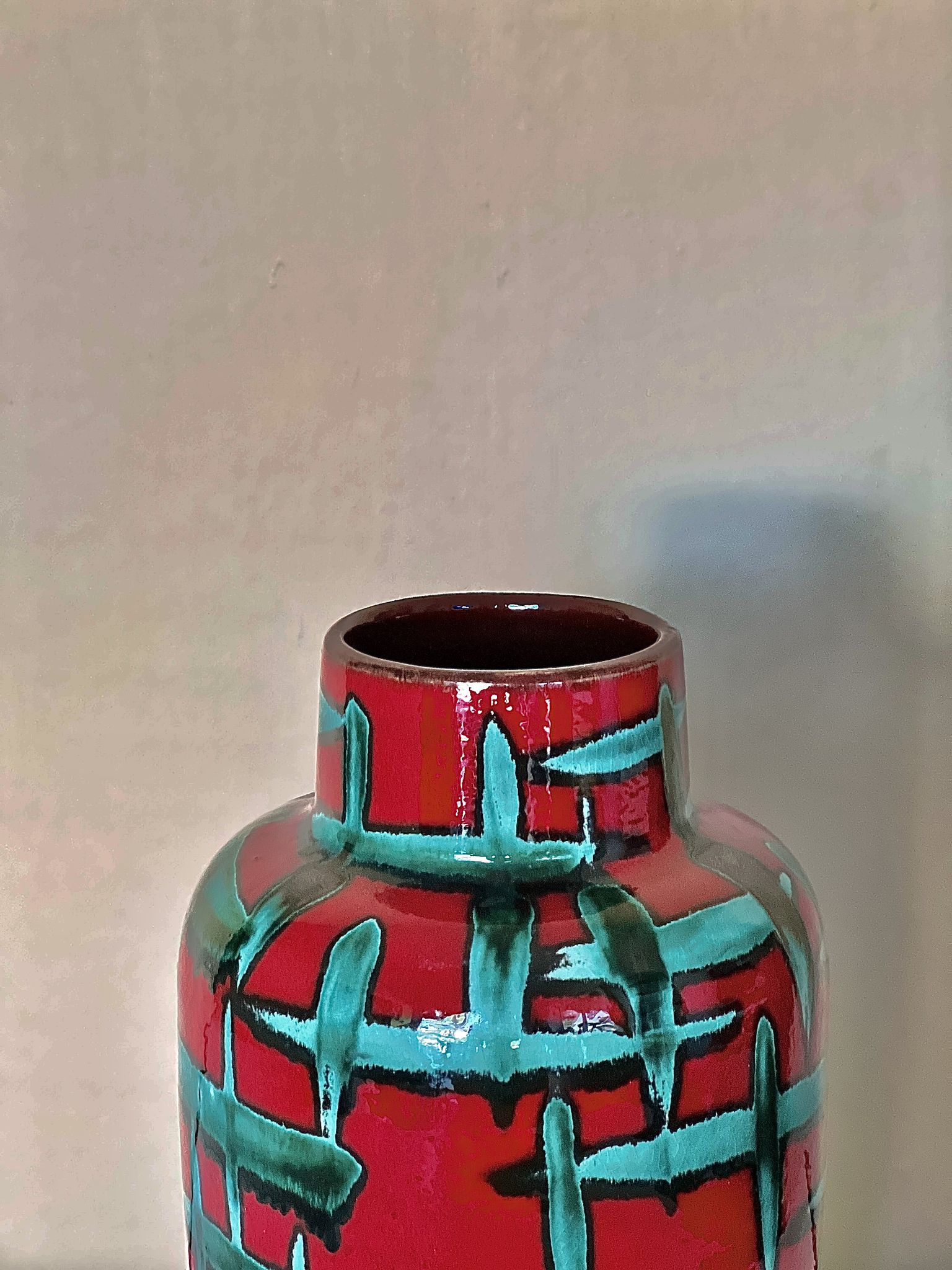 Vintage West-Germany vase by Scheurich with handpainted Bamboo decor