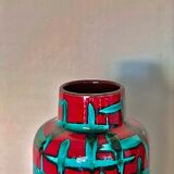 Vintage West-Germany vase by Scheurich with handpainted Bamboo decor