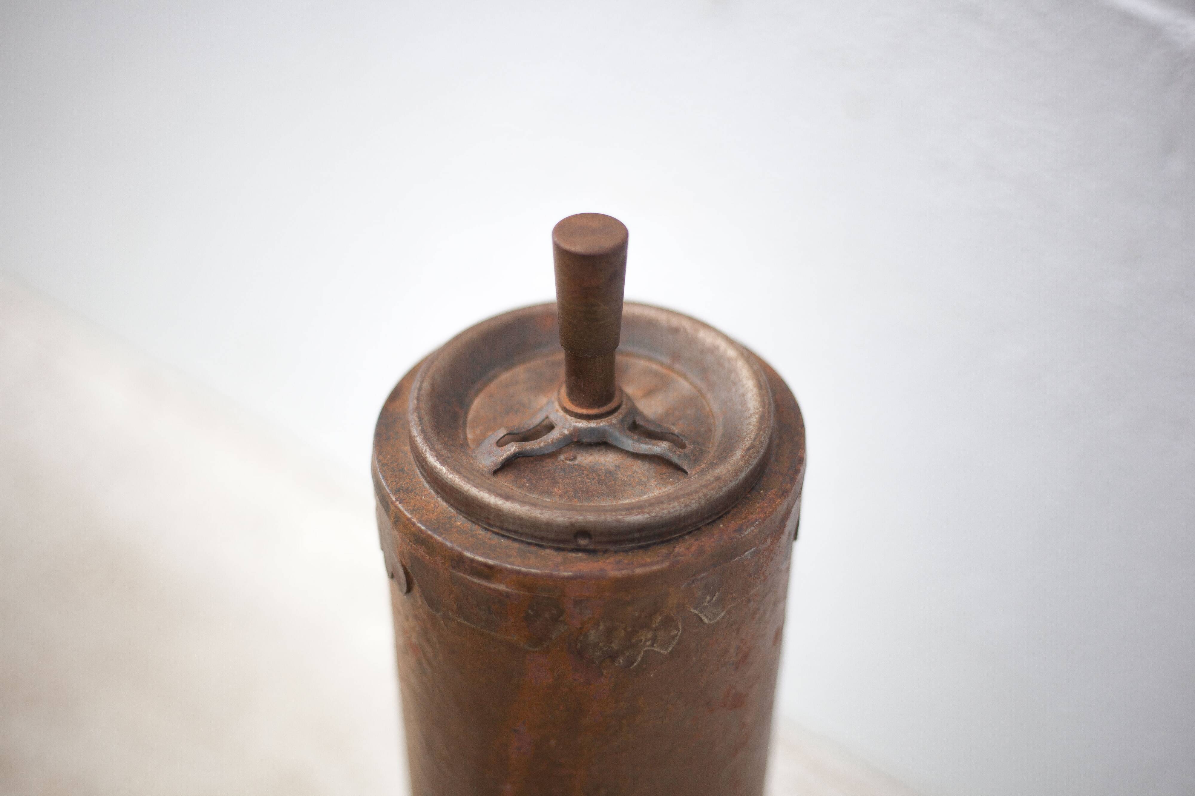 Vintage standing ashtray, push ashtray, brutalist ashtray, metal ashtray, end of sofa