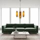 Mid Century Modern large chandelier with amber glass
