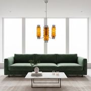 Mid Century Modern large chandelier with amber glass
