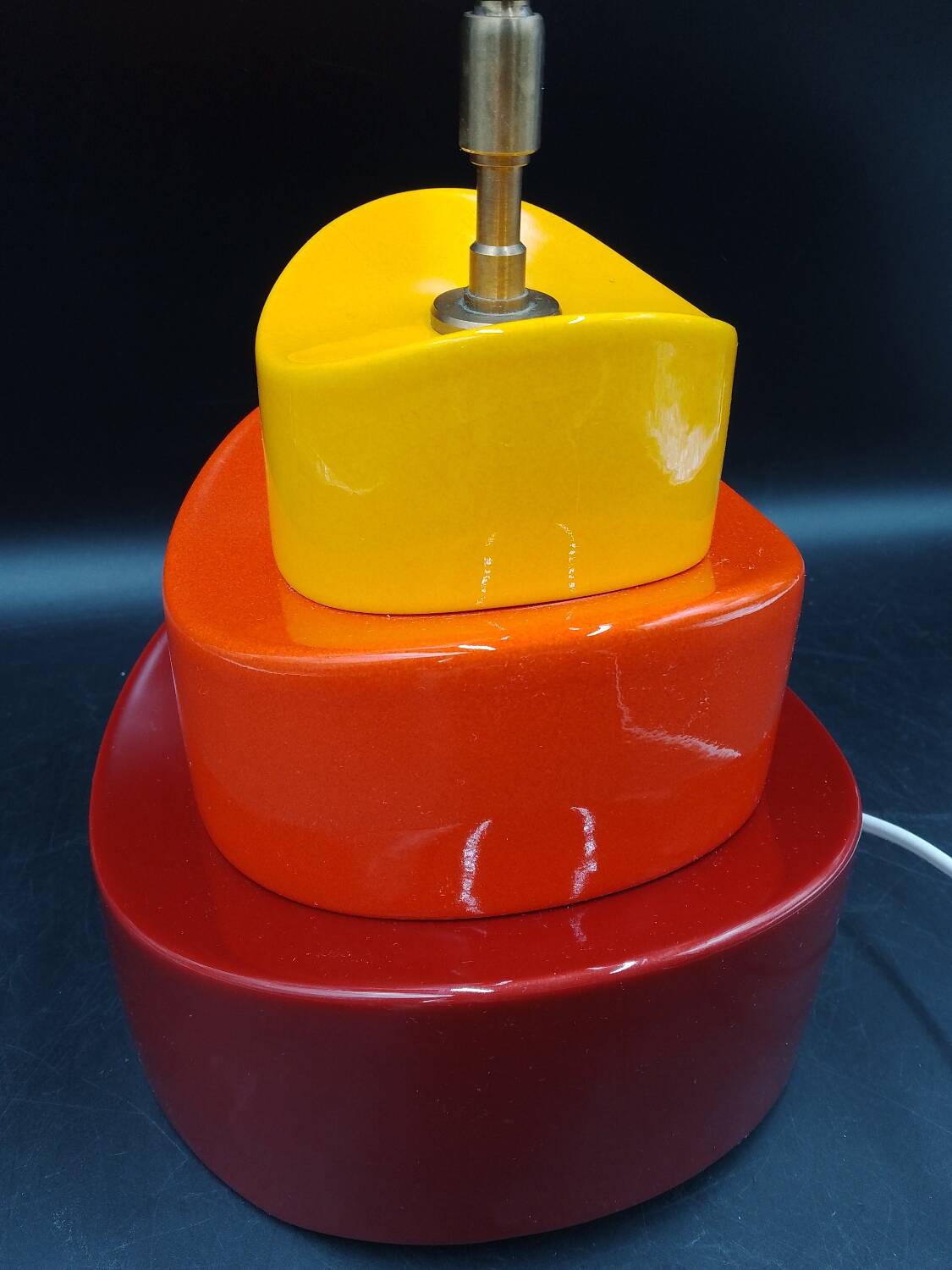 Kotska lamp model Gibus tricolor 1980 Memphis style Sun tangerine pepper